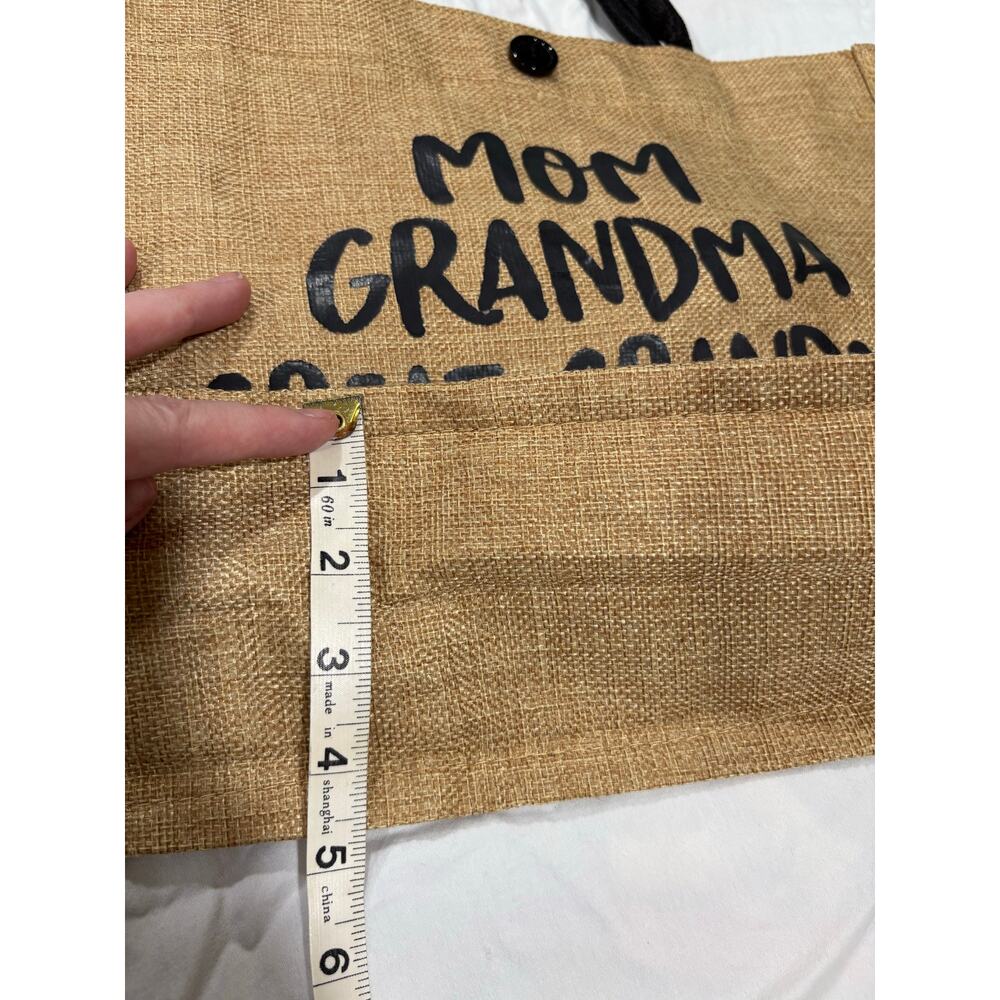 NWOT Burlap Hemp Jute Great Grandma Tote Bag - Picture 4 of 6